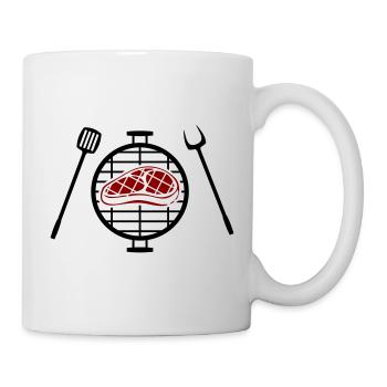 Rotes Steakmuster Print - Tasse - Weiß - Rechts