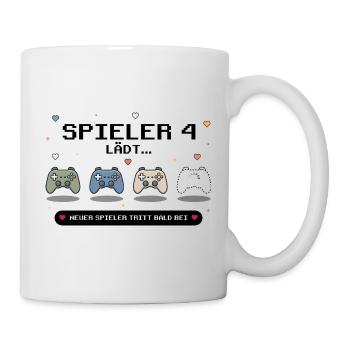 Spieler 4 lädt - Baby Ankündigung - Tasse - Weiß - Rechts