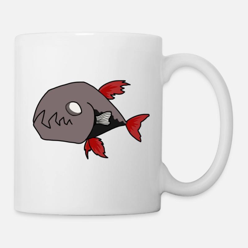 Schwarzer Fisch - Tasse - Weiß