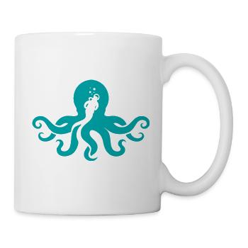 Turquoise Octopus Silhouette - Mug - white - Right
