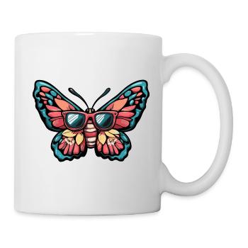 Vacances de la bande dessinée papillon - Mug blanc - blanc - Droite