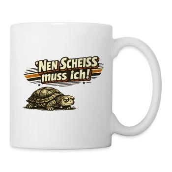 Nen Scheiß muss ich Schildkröte Retro - Tasse - Weiß - Rechts