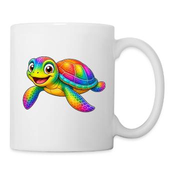 Colorful turtle cartoon funny animal - Mug - white - Right