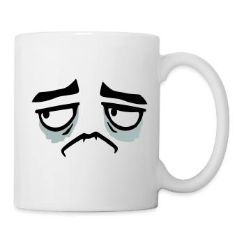Grumpy sad disappointed face funny - Mug - white - Right