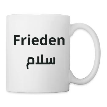 Frieden und Salam - Arabische Kalligrafie - Tasse - Weiß - Rechts