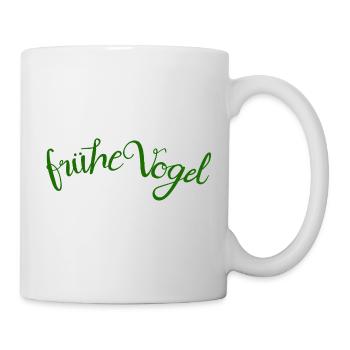 Der frühe Vogel - grün weiss - Tasse - Weiß - Rechts