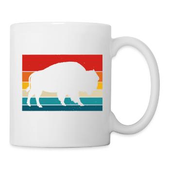 Bear Silhouette on Retro Rainbow Stripes - Mug - white - Right
