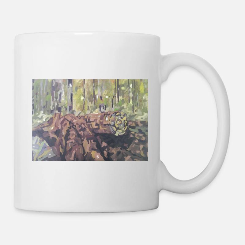 Logs in the forest – an impressionistic landscape - Mug - white