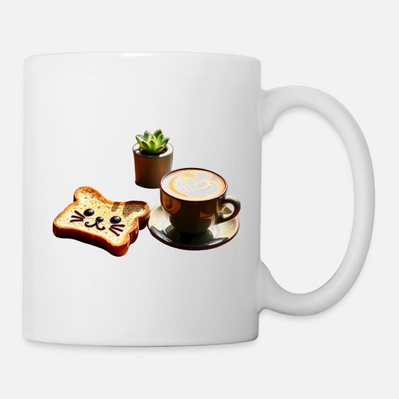 Süße Katze Kaffee Latte Art Kawaii - Tasse - Weiß