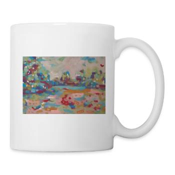 Abstract landscape of colorful spots - Mug - white - Right