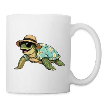 Tortue dans un look tropical - Mug blanc - blanc - Droite