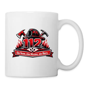 Feuerwehr 112 Team Herz Emblem - Tasse - Weiß - Rechts