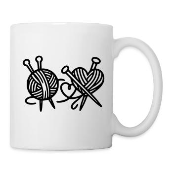 Yarn Ball Heart Knitting Crochet Knitting Club - Mug - white - Right