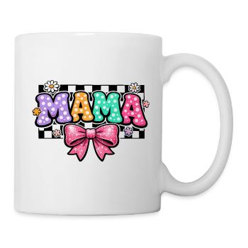 Mama Groovy Polka Dot und rosa Schleife | Mama-Geschenk - Tasse - Weiß - Rechts