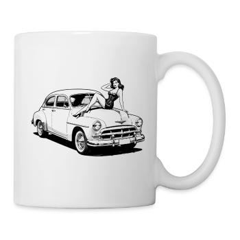 T-shirt classique Pin-Up Car Hot Up de la Hot Flip - Mug blanc - blanc - Droite