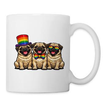 3 Pugs Pride Dogs Rainbow Colors LGBTQ - Mug blanc - blanc - Droite