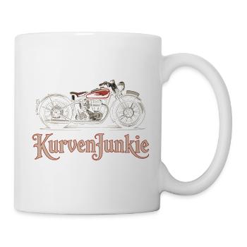  KurvenJunkie Retro Motorrad Biker Oldschool - Tasse - Weiß - Rechts