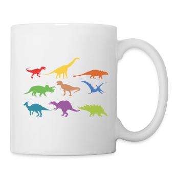 Dinosaurier Dino Regenbogen Geschenk - Tasse - Weiß - Rechts