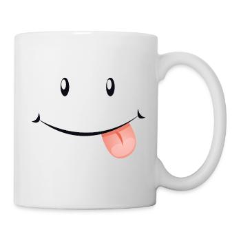 Un visage rieur avec la langue tendue. - Mug blanc - blanc - Droite