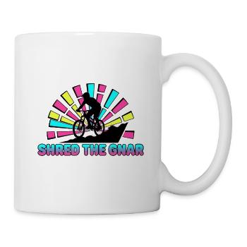 90er Neon Shred The Gnar Mountain Biker - Tasse - Weiß - Rechts