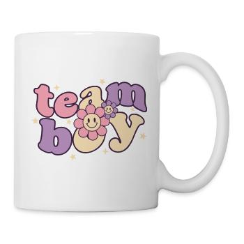 Geschlechterenthüllung Team Junge Babyparty Mama Papa Oma - Tasse - Weiß - Rechts