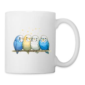 Groupe de perruches ondulées - Mug blanc - blanc - Droite
