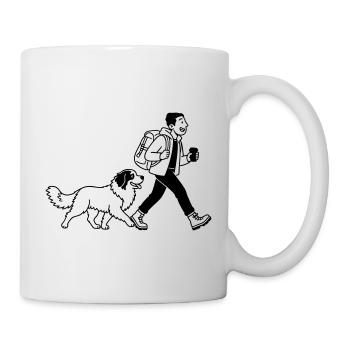 Wanderer with Dog – Outdoor Design, Line Art - Mug - white - Right