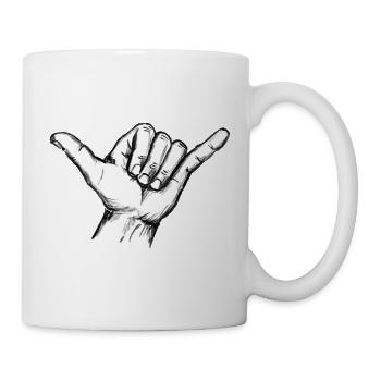 Shaka Surf Greeting Hand Sign – Illustration - Mug - white - Right