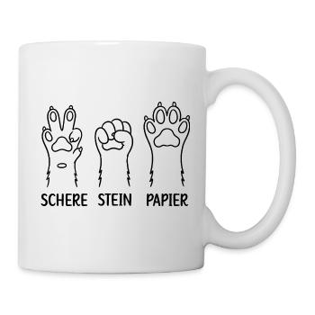 Schere Stein Papier Katzen Hunde Pfoten - Tasse - Weiß - Rechts
