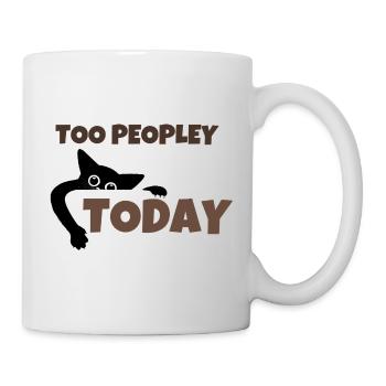 Too Peopley Today Funny Introvert Black Cat Retro  - Mug - white - Right