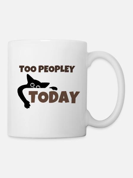 Heute zu belebt Lustige Introvertierte Schwarze Katze Retro - Tasse - Weiß