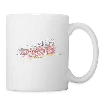 Berliner Skyline Pinselstrich - Tasse - Weiß - Rechts