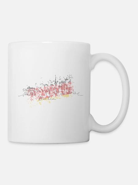 Berliner Skyline Pinselstrich - Tasse - Weiß