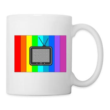 Retro TV on rainbow stripes - Mug - white - Right
