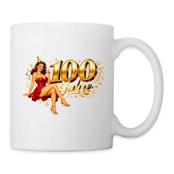 Pin-Up 100 Jahre Vintage Gold Geburtstag Design - Tasse - Weiß - Rechts