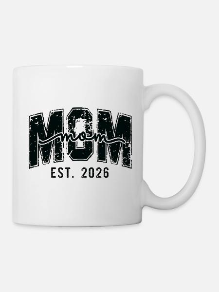 Mom est. 2026 Script Logo Geburt werdende Mutter - Tasse - Weiß