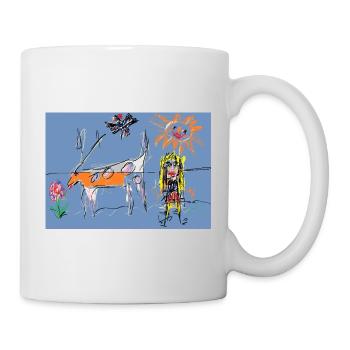 Blume, neoexpressionistische surreale Wiese - Tasse - Weiß - Rechts