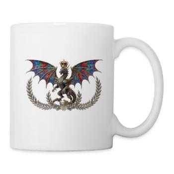 Mächtiger heraldischer Drache mit Goldkrone - Tasse - Weiß - Rechts