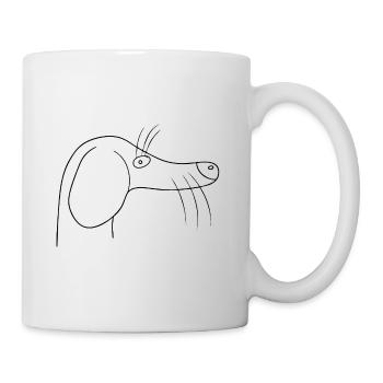 Minimalistischer Dackel Kopf Line Art Zeichnung - Tasse - Weiß - Rechts