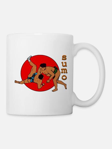 Duo de sumo dans le cercle rouge - Mug blanc - blanc