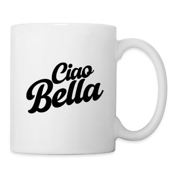 Ciao Bello Italien Spruch – Minimal Typo Design - Tasse - Weiß - Rechts