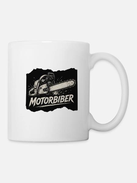 Motorbiber Kettensäge - Tasse - Weiß