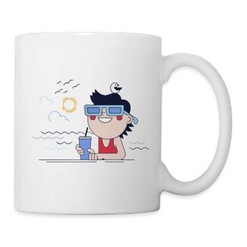 Sommer Strand Urlaub Junge Illustration - Tasse - Weiß - Rechts