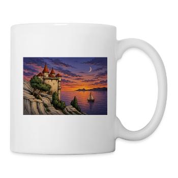 Moonlit Castle by Sunset Sea - Mug - white - Right