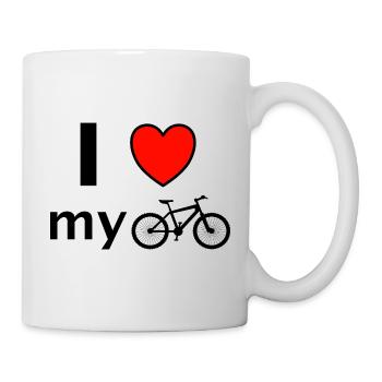 J’adore le cadeau de la phrase à vélo - Mug blanc - blanc - Droite