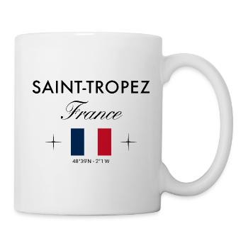 Saint Tropez Frankreich Koordinaten Reise Souvenir - Tasse - Weiß - Rechts
