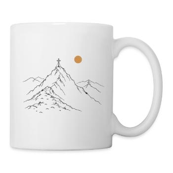 Gipfelkreuz im Sonnenaufgang - Tasse - Weiß - Rechts