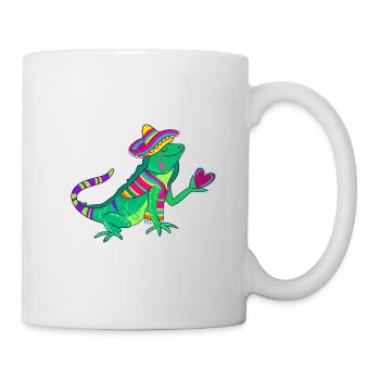 Iguane aimant avec sombrero et cœur - Mug blanc - blanc - Droite