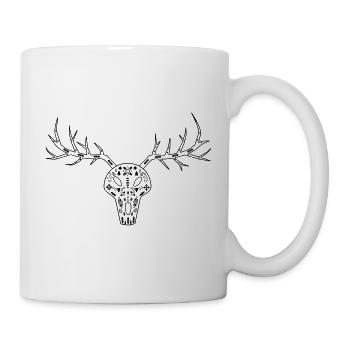 Deer skull - black patterns - Mug - white - Right