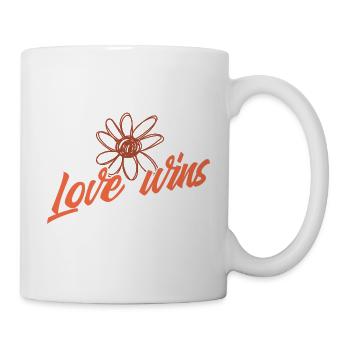 L’amour gagne le Gribouillis de la Fleur - Mug blanc - blanc - Droite